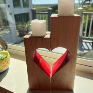 Wooden Heart Decorative Tealight Candle Holders